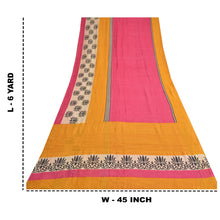 Load image into Gallery viewer, Sanskriti Vintage Pink/Saffron Sarees Pure Silk Printed Sari Craft Fabric
