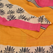 Load image into Gallery viewer, Sanskriti Vintage Pink/Saffron Sarees Pure Silk Printed Sari Craft Fabric
