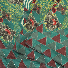 Load image into Gallery viewer, Sanskriti Vintage Green Indian Sarees Pure Silk Hand Beaded Kantha Sari Fabric
