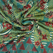 Load image into Gallery viewer, Sanskriti Vintage Green Indian Sarees Pure Silk Hand Beaded Kantha Sari Fabric
