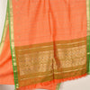 Sanskriti Vintage Orange/Green Sarees Pure Silk Woven Brocade Sari Sustainable Fabric
