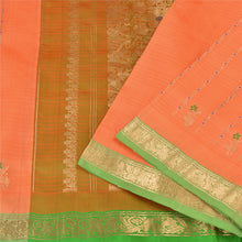 Load image into Gallery viewer, Sanskriti Vintage Orange/Green Sarees Pure Silk Woven Brocade Sari Fabric
