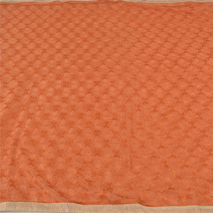 Sanskriti Vintage Orange Sarees Chiffon Embroidered Bagh Phulkari Sari Sustainable Fabric