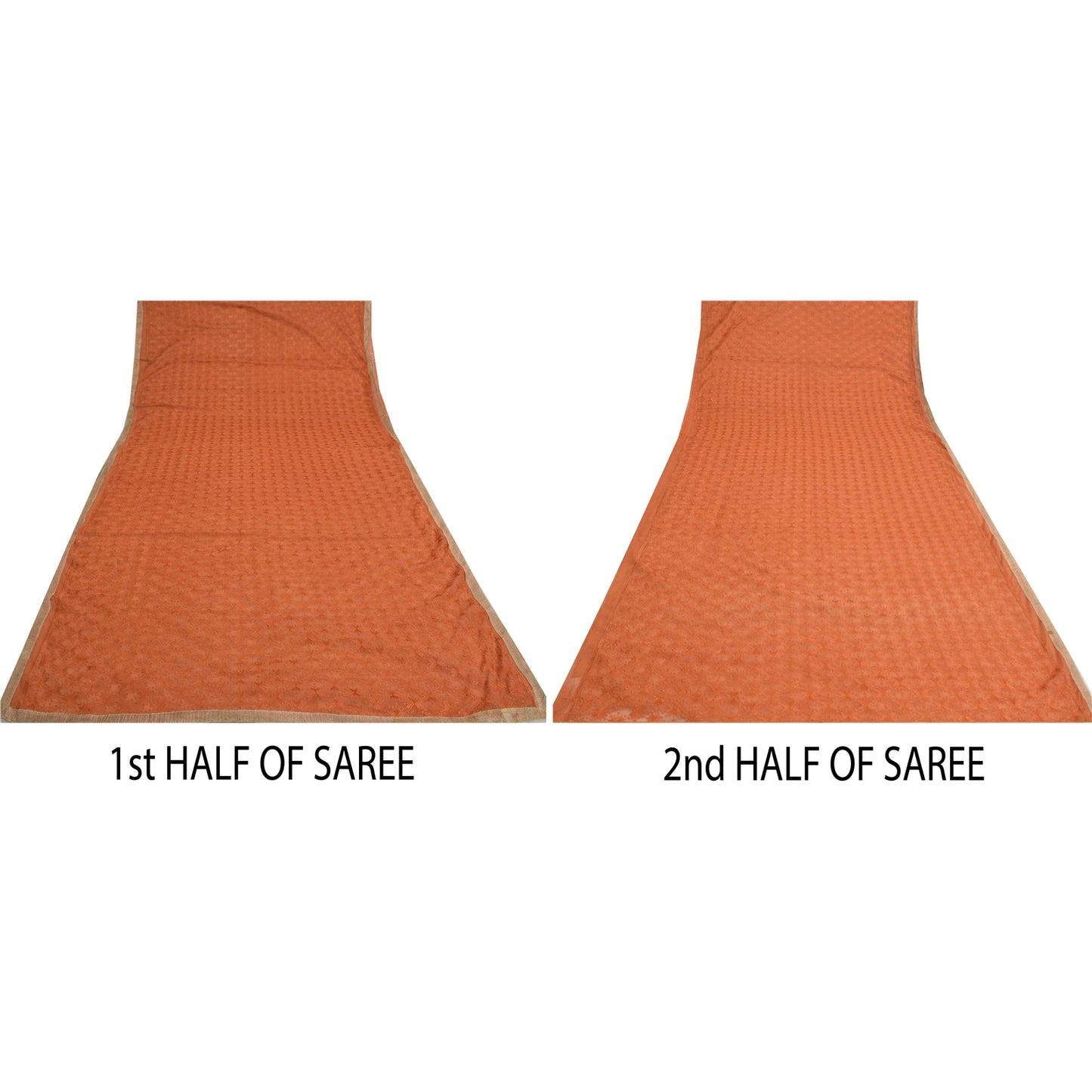 Sanskriti Vintage Orange Sarees Chiffon Embroidered Bagh Phulkari Sari Sustainable Fabric