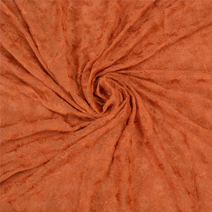 Sanskriti Vintage Orange Sarees Chiffon Embroidered Bagh Phulkari Sari Sustainable Fabric