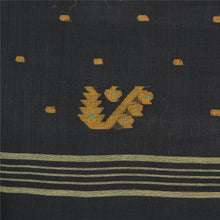 Load image into Gallery viewer, Sanskriti Vintage Black Indian Sarees Pure Cotton Hand-Woven Tant Sari Fabric
