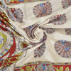 Sanskriti Vintage Sarees Ivory Peacock HandmadeKalamkari Pure Cotton Sari Sustainable Fabric