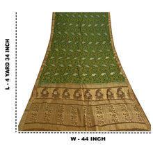 Load image into Gallery viewer, Sanskriti Vintage Sarees Indian Green Hand Woven Pure Silk Sari 5yd Craft Fabric
