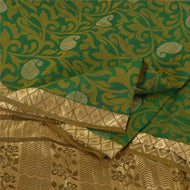 Sanskriti Vintage Sarees Indian Green Hand Woven Pure Silk Sari 5yd Craft Fabric