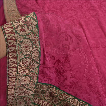 Sanskriti Vintage Sarees Indian Hot-Pink Cotton Silk Woven Sari 5yd Craft Sustainable Fabric