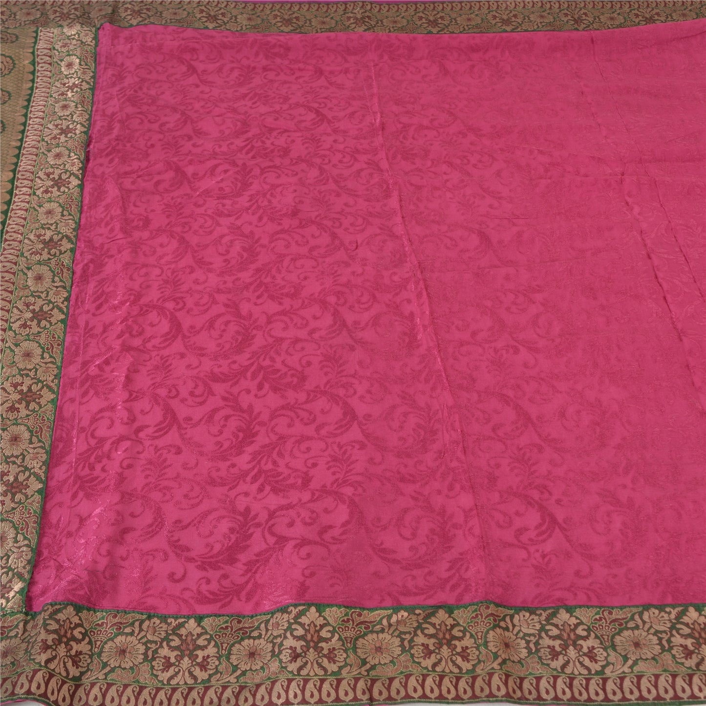 Sanskriti Vintage Sarees Indian Hot-Pink Cotton Silk Woven Sari 5yd Craft Sustainable Fabric