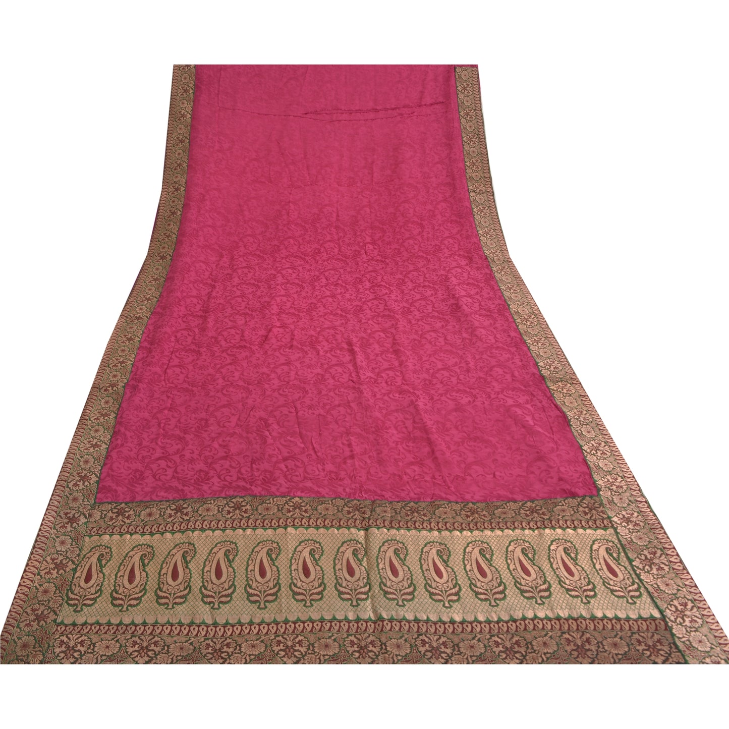 Sanskriti Vintage Sarees Indian Hot-Pink Cotton Silk Woven Sari 5yd Craft Sustainable Fabric