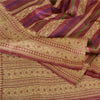 Sanskriti Vintage Sarees Indian Purple Woven Pure Silk Sari Floral Craft Sustainable Fabric