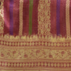 Sanskriti Vintage Sarees Indian Purple Woven Pure Silk Sari Floral Craft Sustainable Fabric