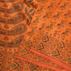 Sanskriti Vintage Sarees Orange Pure Silk Silk Hand Woven Sari 5yd Craft Sustainable Fabric