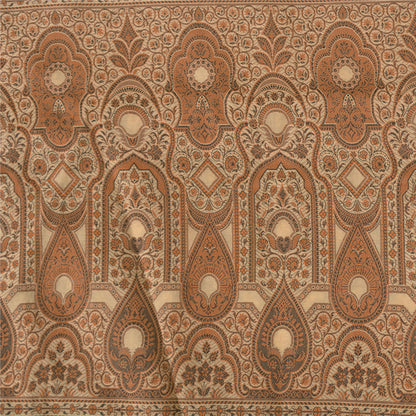 Sanskriti Vintage Sarees Ivory Blend Silk Woven Wedding Sari 5+YD Craft Fabric