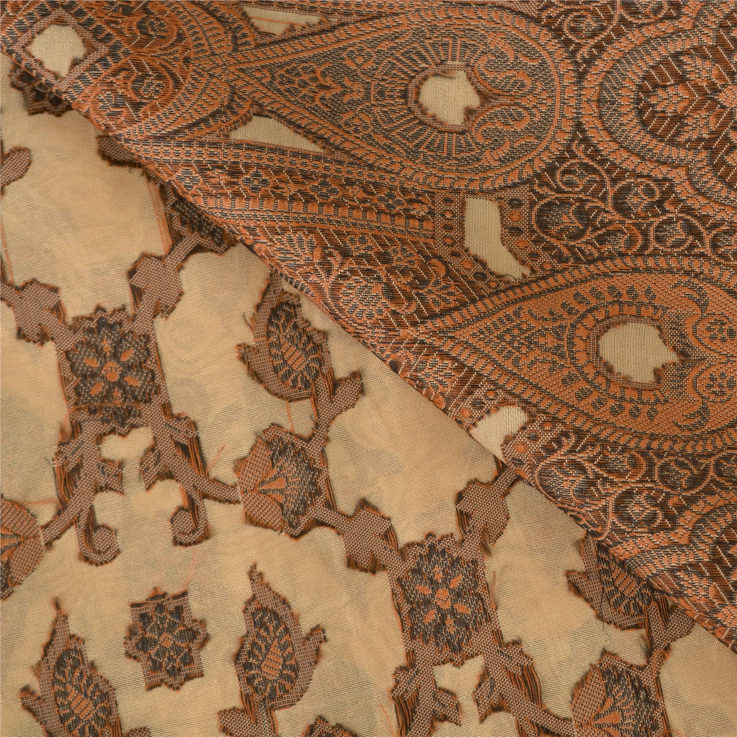 Sanskriti Vintage Sarees Ivory Blend Silk Woven Wedding Sari 5+YD Craft Fabric