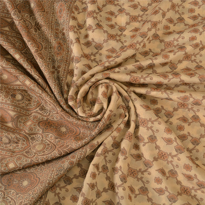 Sanskriti Vintage Sarees Ivory Blend Silk Woven Wedding Sari 5+YD Craft Fabric