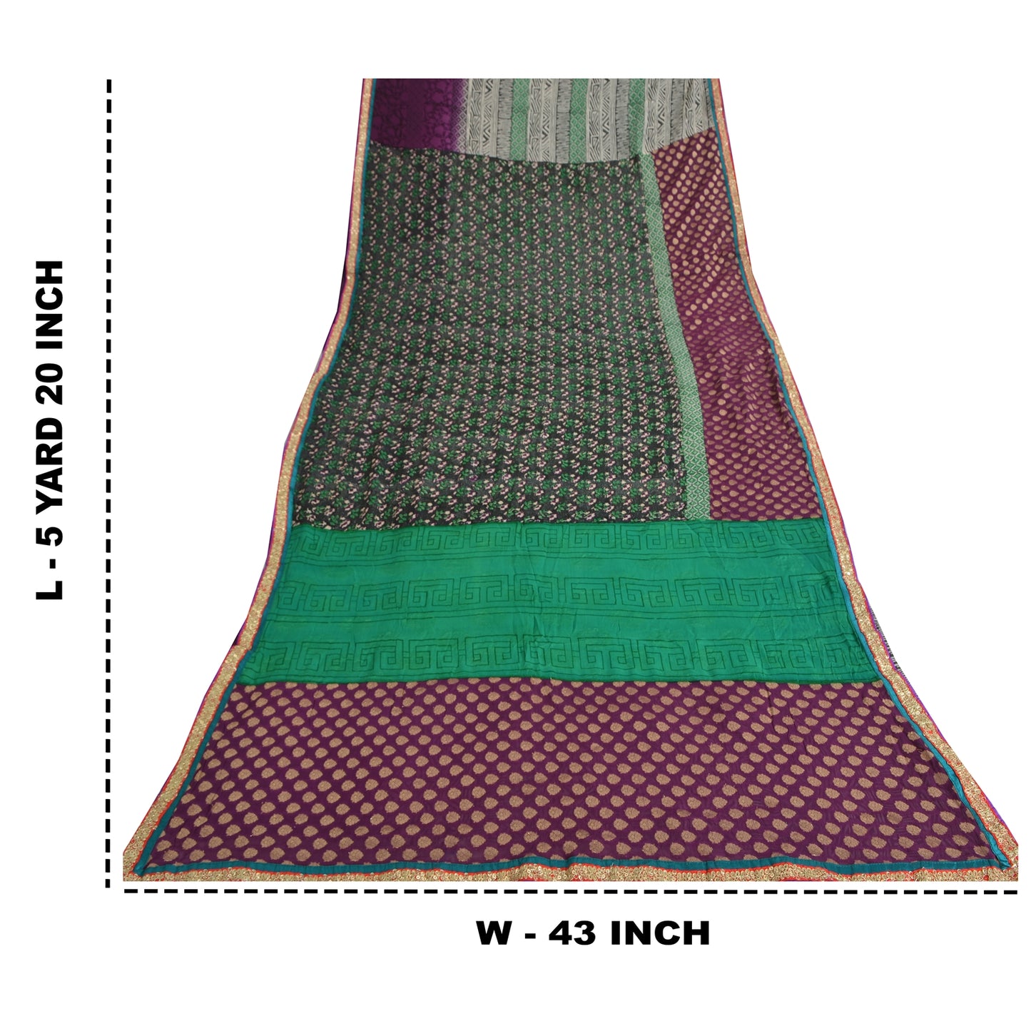 Санскритские винтажные сари из черного смесового жоржета с принтом/тканью для сари из экологически чистой ткани