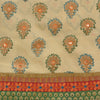 Sanskriti Vintage Sarees Cream Embroidered Pure Georgette Sari 5yd Craft Fabric