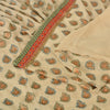Sanskriti Vintage Sarees Cream Embroidered Pure Georgette Sari 5yd Craft Fabric