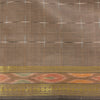 Sanskriti Vintage Sarees Light-Brown Ikat Hand-Woven Cotton Silk Sari 5yd Sustainable Fabric