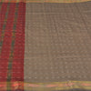 Sanskriti Vintage Sarees Light-Brown Ikat Hand-Woven Cotton Silk Sari 5yd Sustainable Fabric