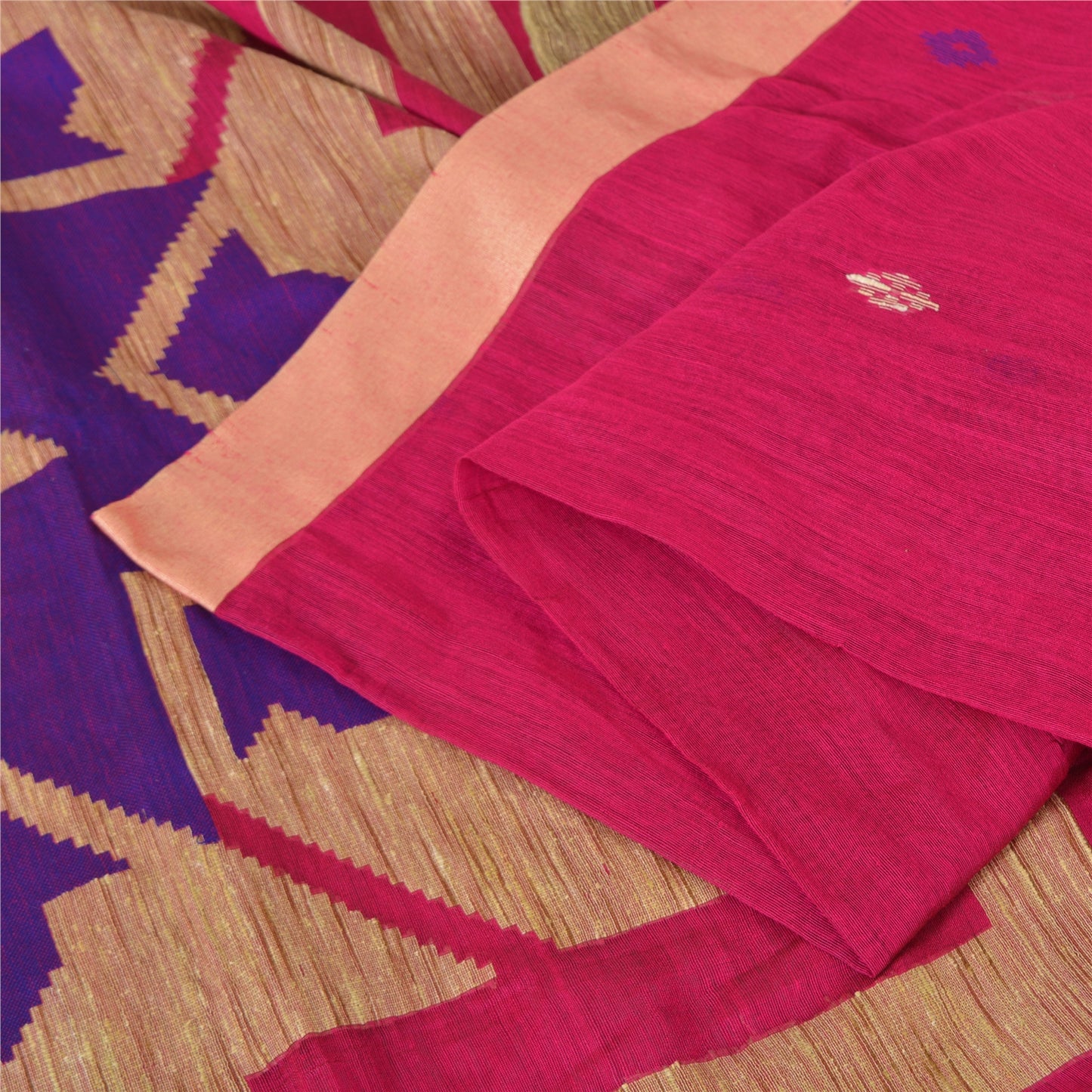 Sanskriti Vintage Sarees Pink Cotton Tant Hand Woven Bengali Sari Craft Sustainable Fabric