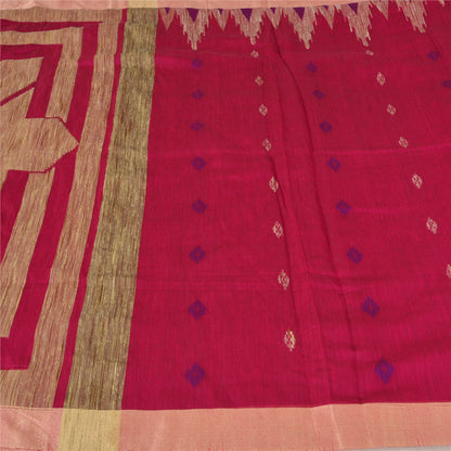 Sanskriti Vintage Sarees Pink Cotton Tant Hand Woven Bengali Sari Craft Sustainable Fabric
