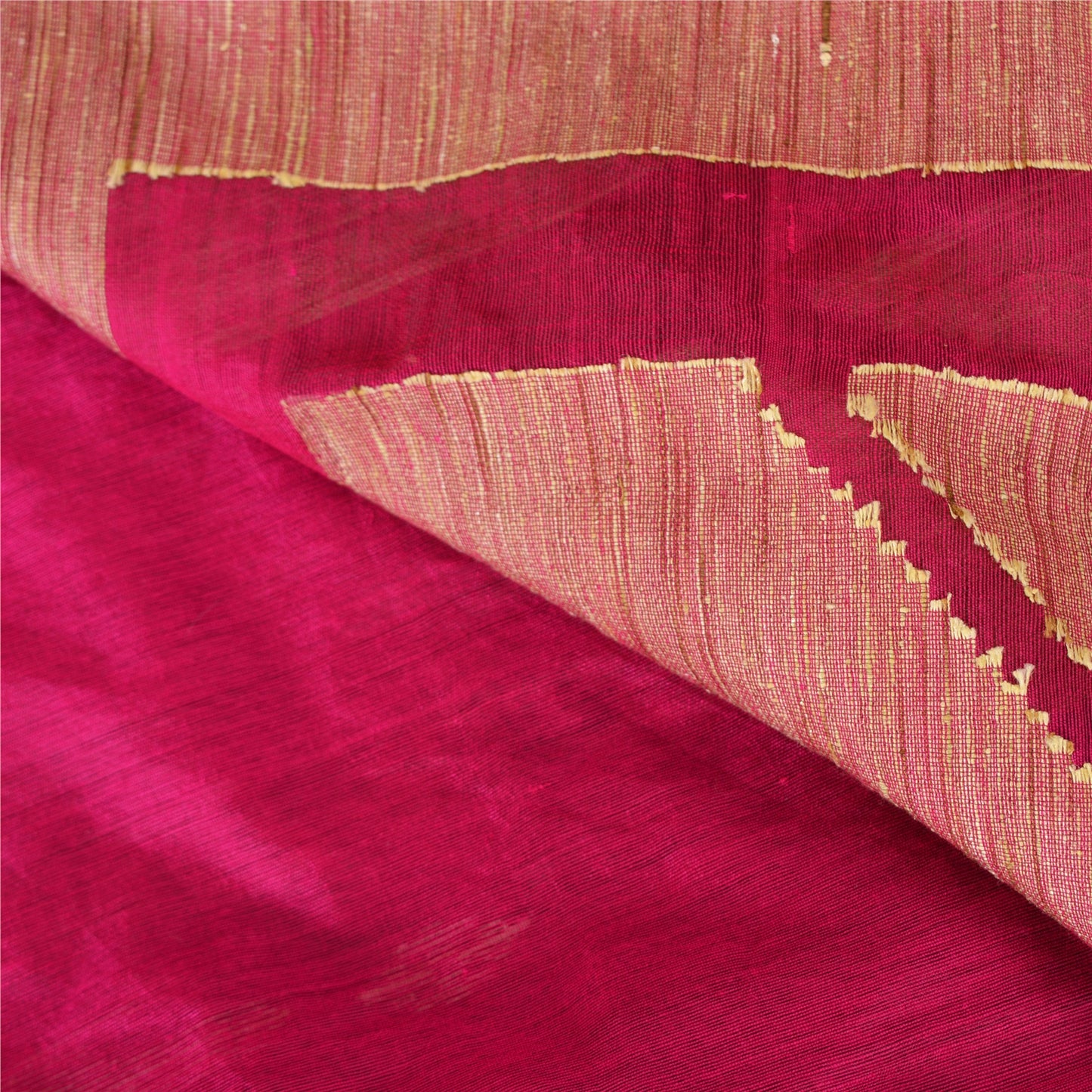 Sanskriti Vintage Sarees Pink Cotton Tant Hand Woven Bengali Sari Craft Sustainable Fabric