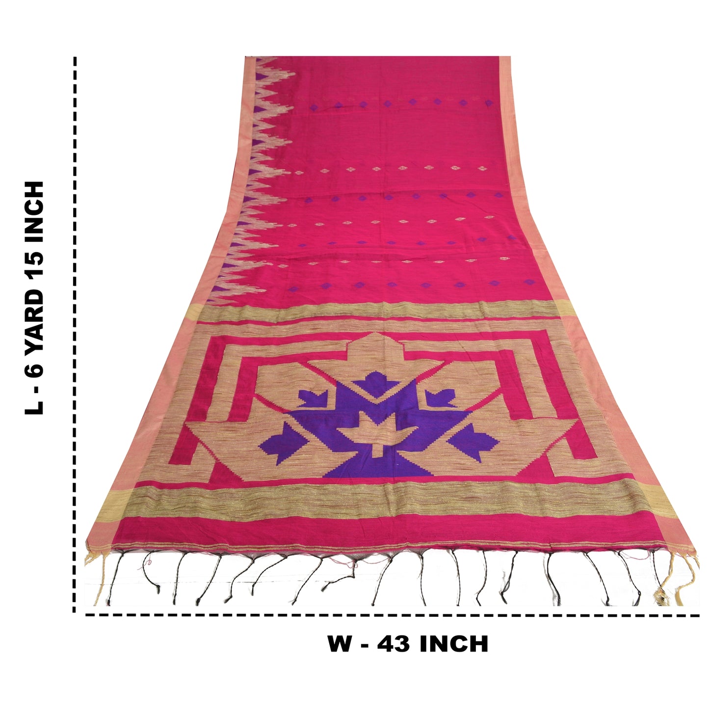 Sanskriti Vintage Sarees Pink Cotton Tant Hand Woven Bengali Sari Craft Sustainable Fabric