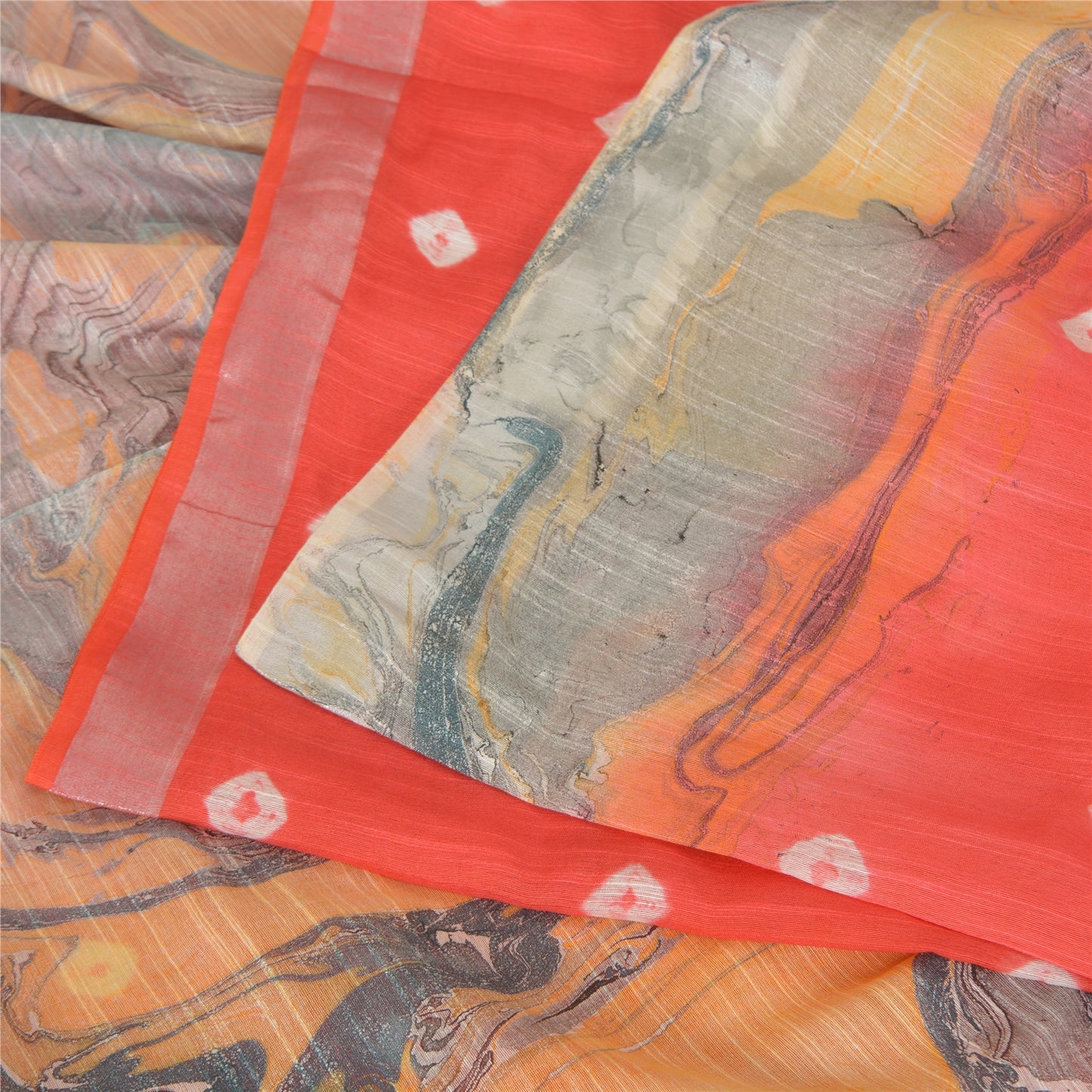 Sanskriti Vintage Sarees Indian Orange Bandhani Work Cotton Sari Craft Sustainable Fabric