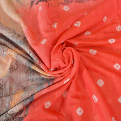Sanskriti Vintage Sarees Indian Orange Bandhani Work Cotton Sari Craft Sustainable Fabric