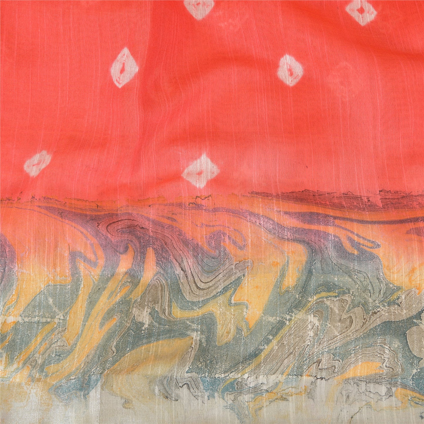 Sanskriti Vintage Sarees Indian Orange Bandhani Work Cotton Sari Craft Sustainable Fabric