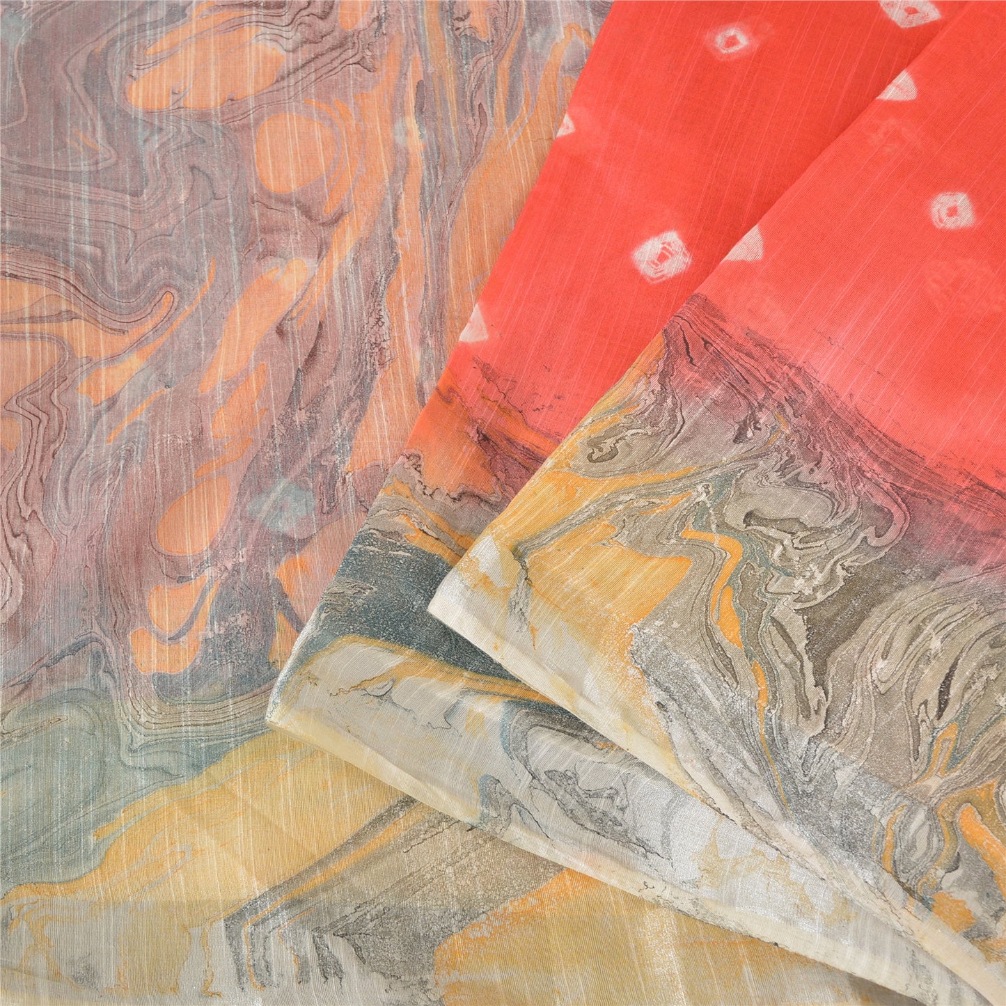 Sanskriti Vintage Sarees Indian Orange Bandhani Work Cotton Sari Craft Sustainable Fabric