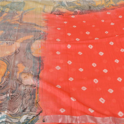 Sanskriti Vintage Sarees Indian Orange Bandhani Work Cotton Sari Craft Sustainable Fabric