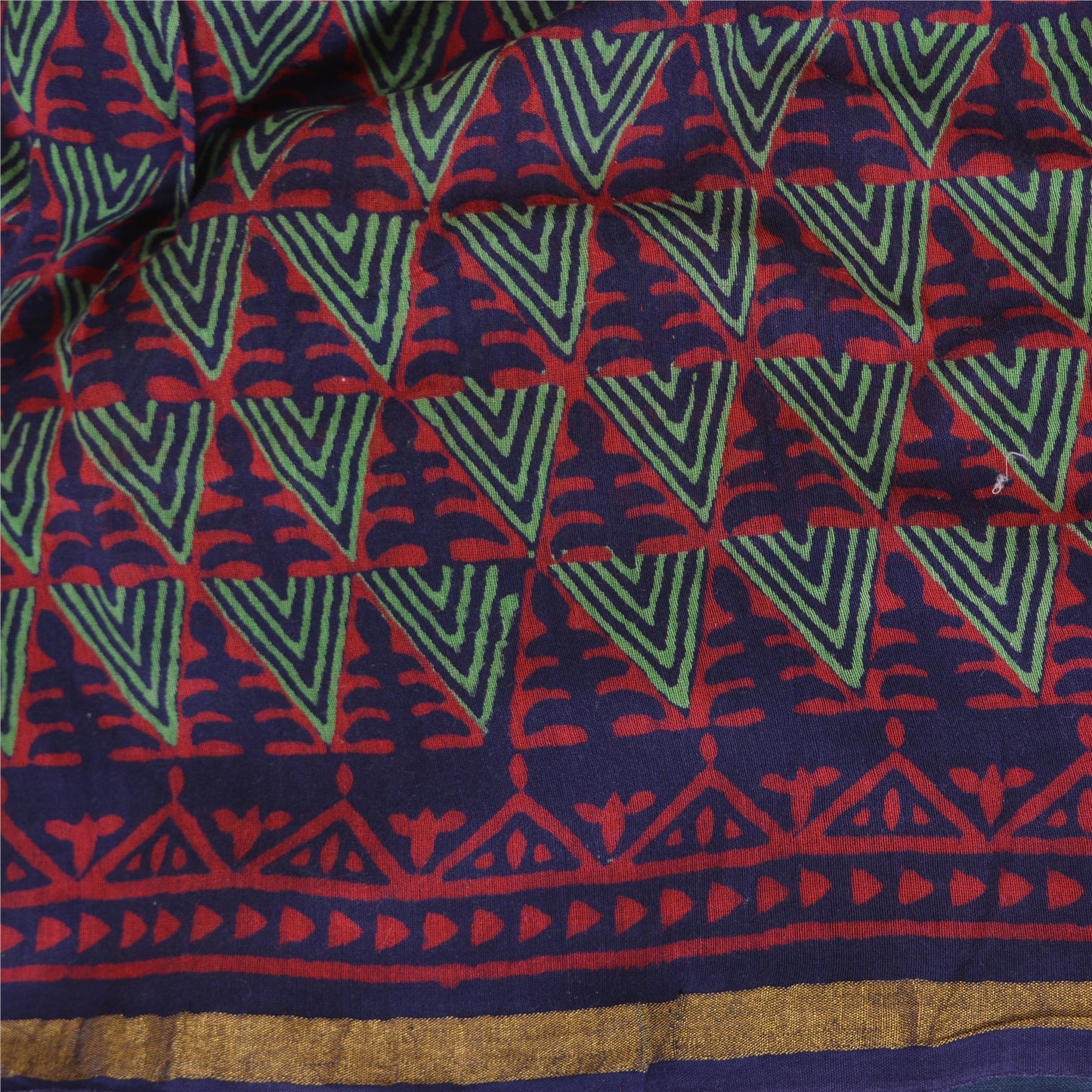 Sanskriti Vintage Sarees Red Hand Block Printed Pure Cotton Sari Craft Sustainable Fabric