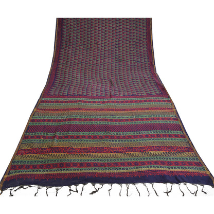 Sanskriti Vintage Sarees Red Hand Block Printed Pure Cotton Sari Craft Sustainable Fabric