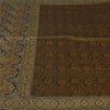 Sanskriti Vintage Sarees Black/Mustard Hand Woven Pure Silk Sari Craft Fabric