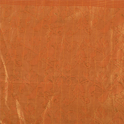 Sanskriti Vintage Sarees Rusty Orange Pure Silk Golden Woven Sari Craft Sustainable Fabric