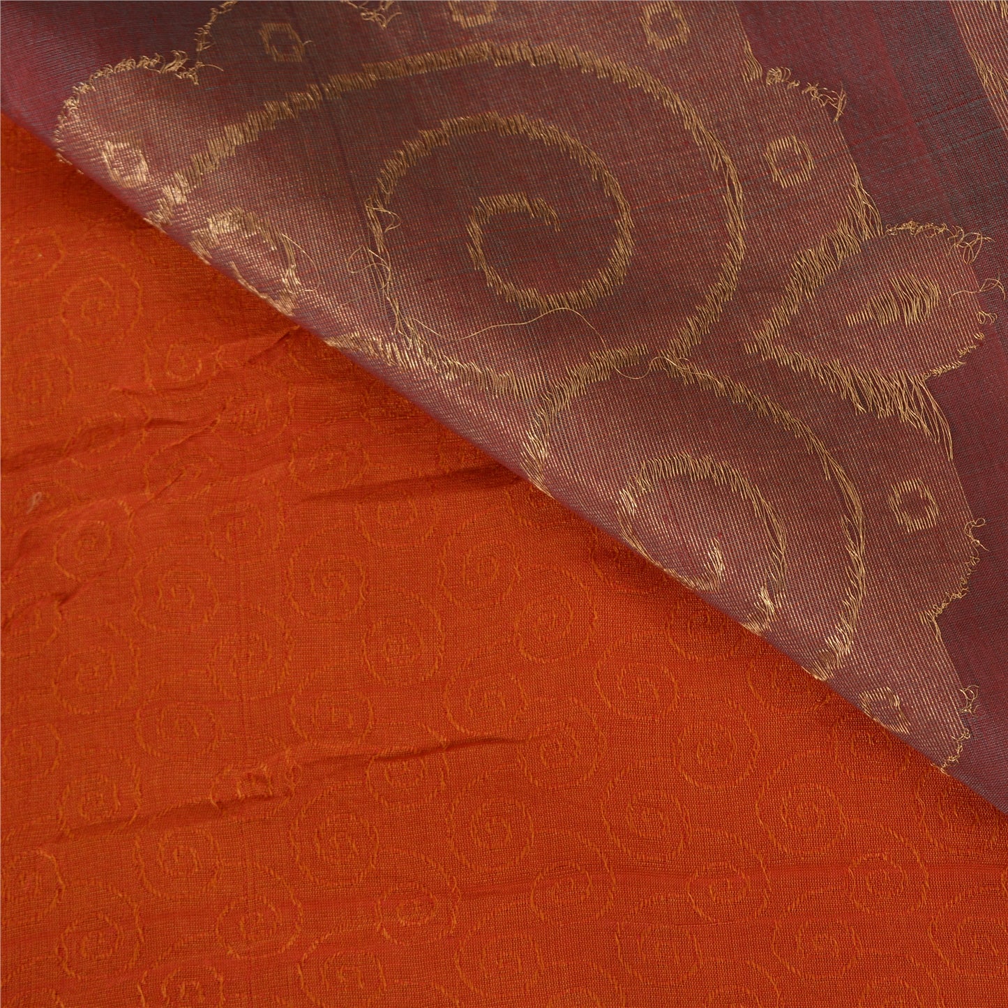 Sanskriti Vintage Sarees Orange 100% Pure Silk Zari Woven Sari 5yd Craft Sustainable Fabric