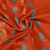 Sanskriti Vintage Sarees Orange 100% Pure Silk Zari Woven Sari 5yd Craft Sustainable Fabric