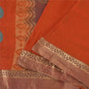 Sanskriti Vintage Sarees Orange 100% Pure Silk Zari Woven Sari 5yd Craft Sustainable Fabric