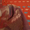 Sanskriti Vintage Sarees Orange 100% Pure Silk Zari Woven Sari 5yd Craft Sustainable Fabric