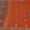 Sanskriti Vintage Sarees Orange 100% Pure Silk Zari Woven Sari 5yd Craft Sustainable Fabric