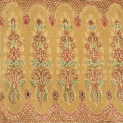 Sanskriti Vintage Sarees Saffron 100% Pure Silk Woven Sari 5yd Craft Sustainable Fabric