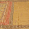 Sanskriti Vintage Sarees Saffron 100% Pure Silk Woven Sari 5yd Craft Sustainable Fabric