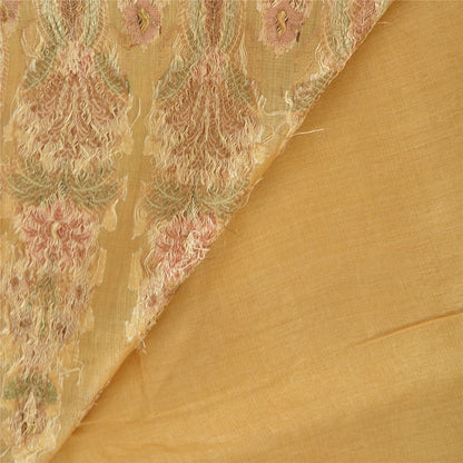 Sanskriti Vintage Sarees Saffron 100% Pure Silk Woven Sari 5yd Craft Sustainable Fabric