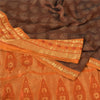 Sanskriti Vintage Sarees Brown/Orange Pure Silk Hand Woven Sari 5yd Craft Sustainable Fabric
