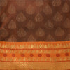 Sanskriti Vintage Sarees Brown/Orange Pure Silk Hand Woven Sari 5yd Craft Sustainable Fabric